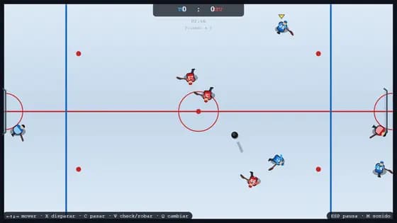 Celebración de gol en retro-rink-98 con el aviso en pantalla y el marcador actualizado.